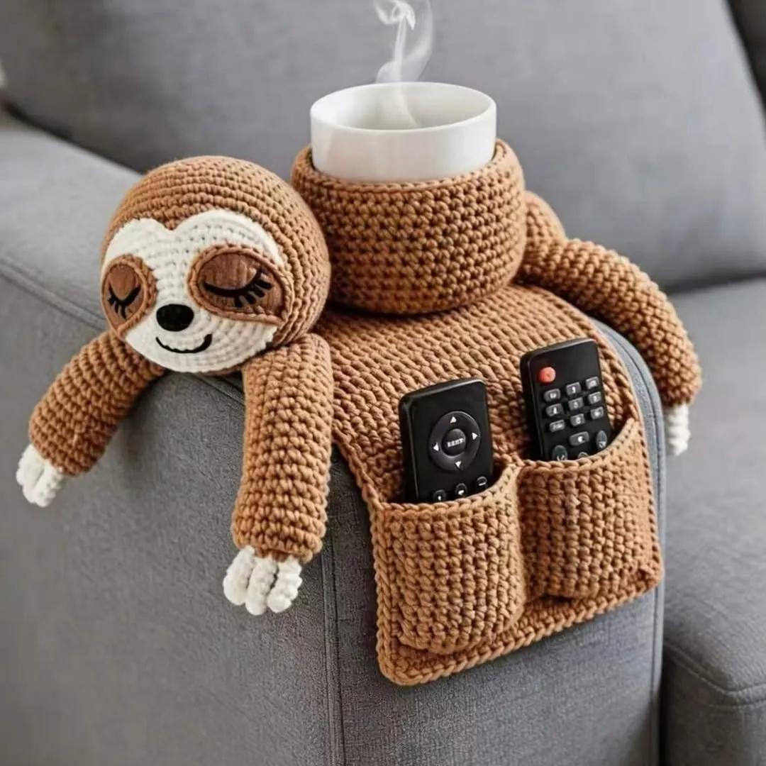 Crocheted Sloth Sofa Armrest Organizer
