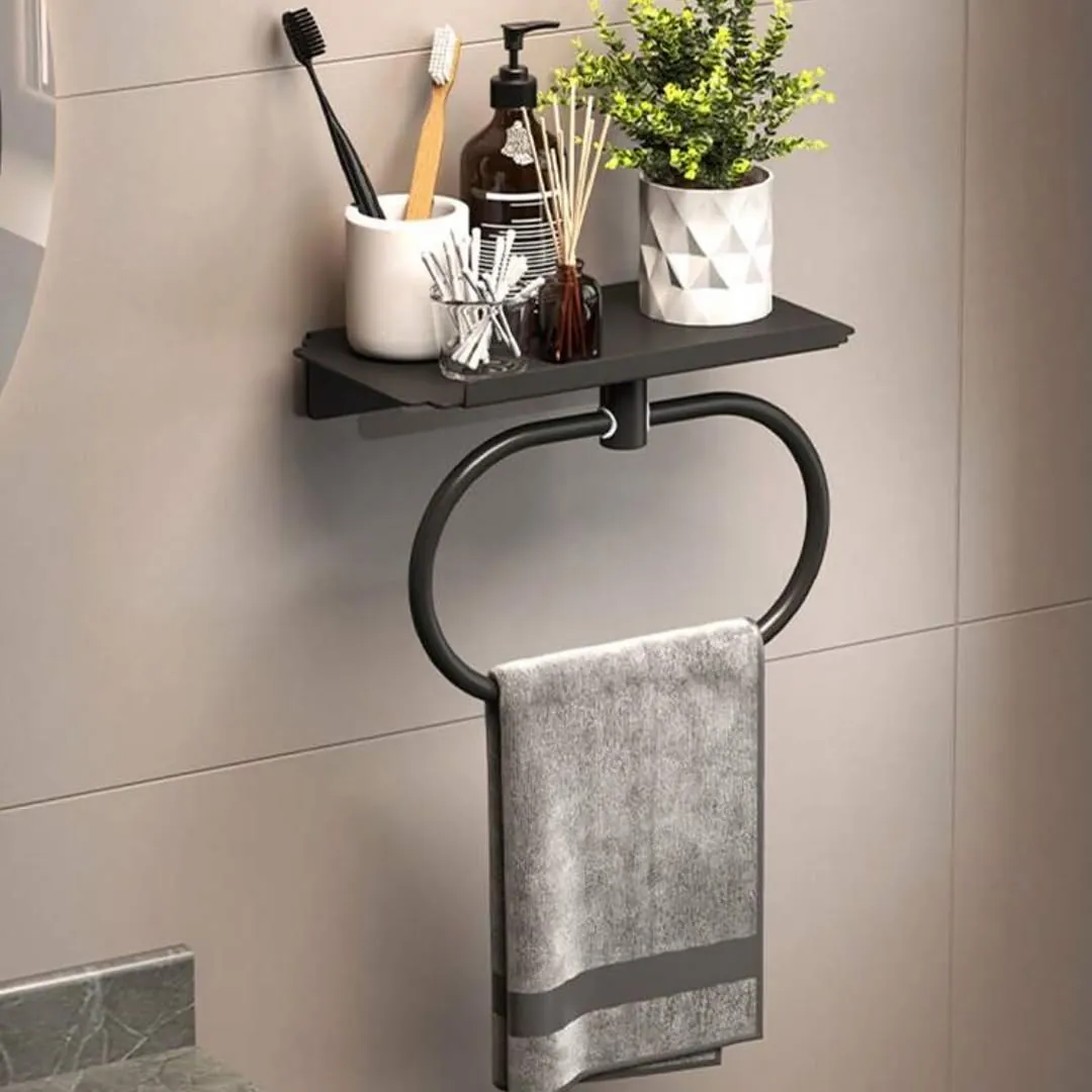 Bathroom Shelf with Towel Ring