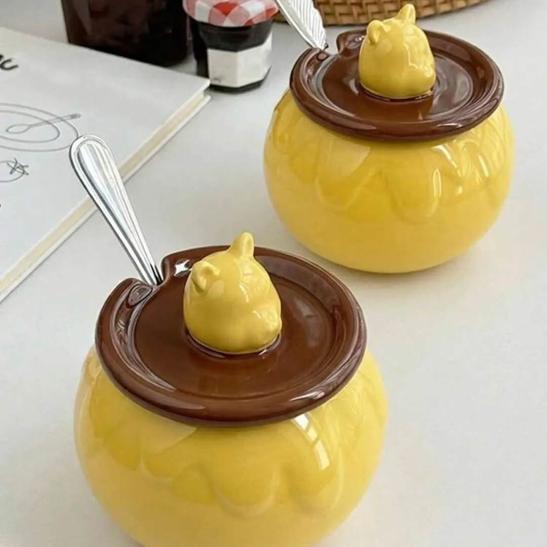 Bee-Themed Ceramic Honey Jars