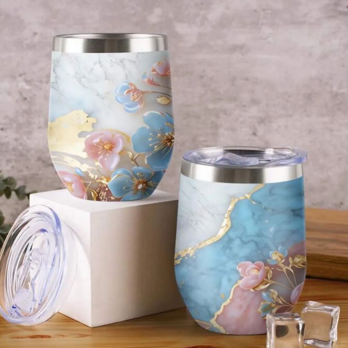 Floral Decorative Glass Teacup Set
