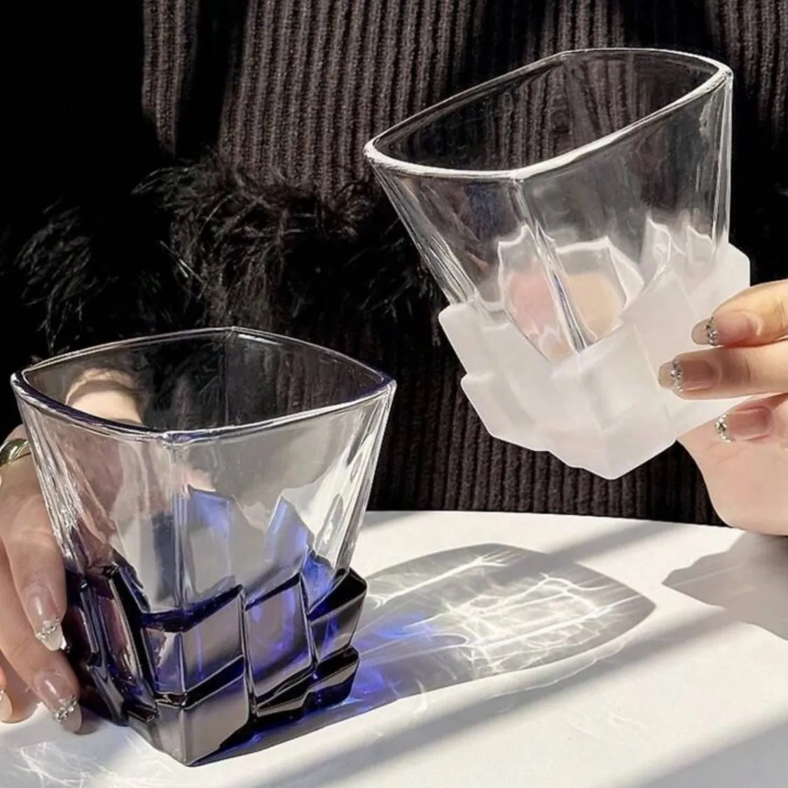 Floral Decorative Glass Teacup Set