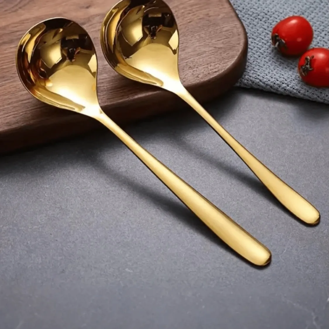 Stainless Steel Serving Spoon and Slotted Spoon Set