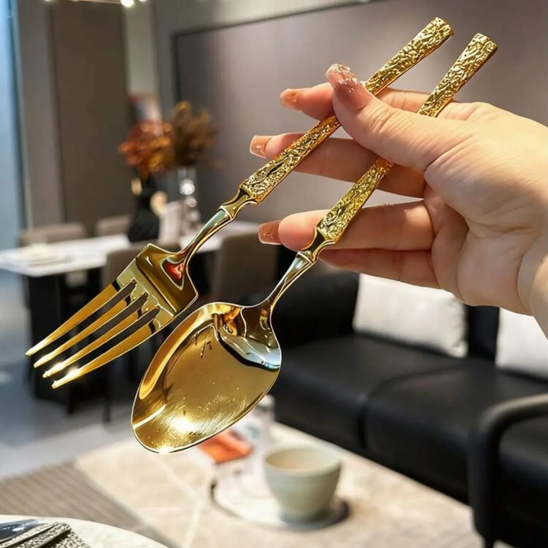 Stainless Steel Serving Spoon and Slotted Spoon Set