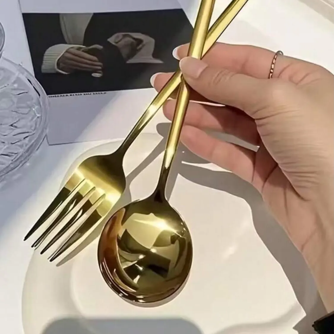 Stainless Steel Serving Spoon and Slotted Spoon Set