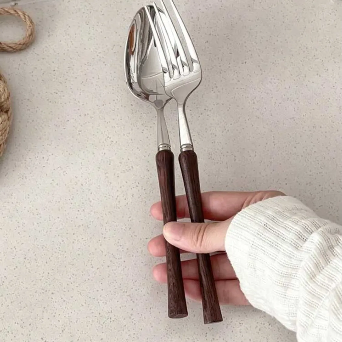 Stainless Steel Serving Spoon and Slotted Spoon Set