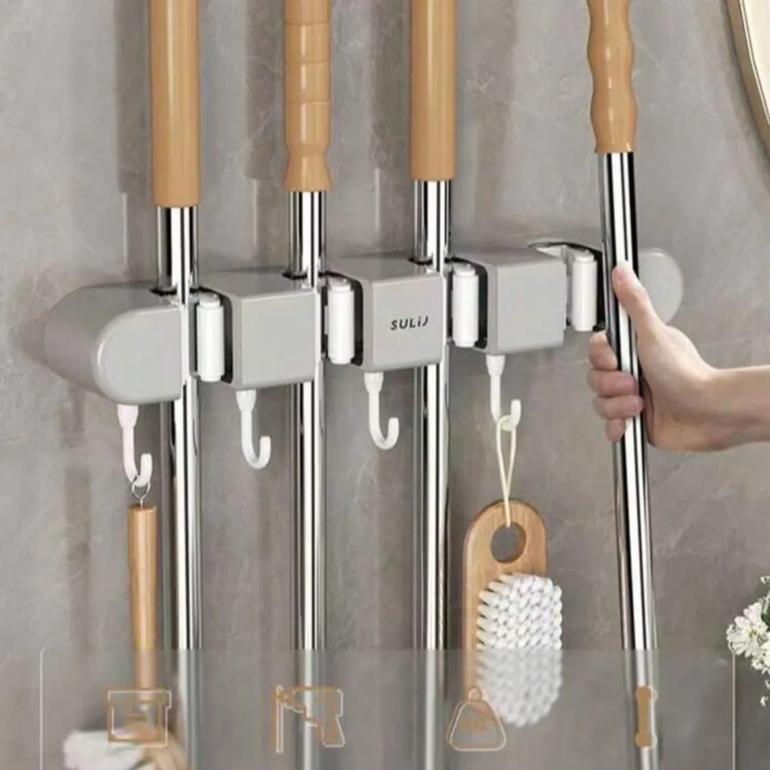 Mop and Broom Holder Organizer