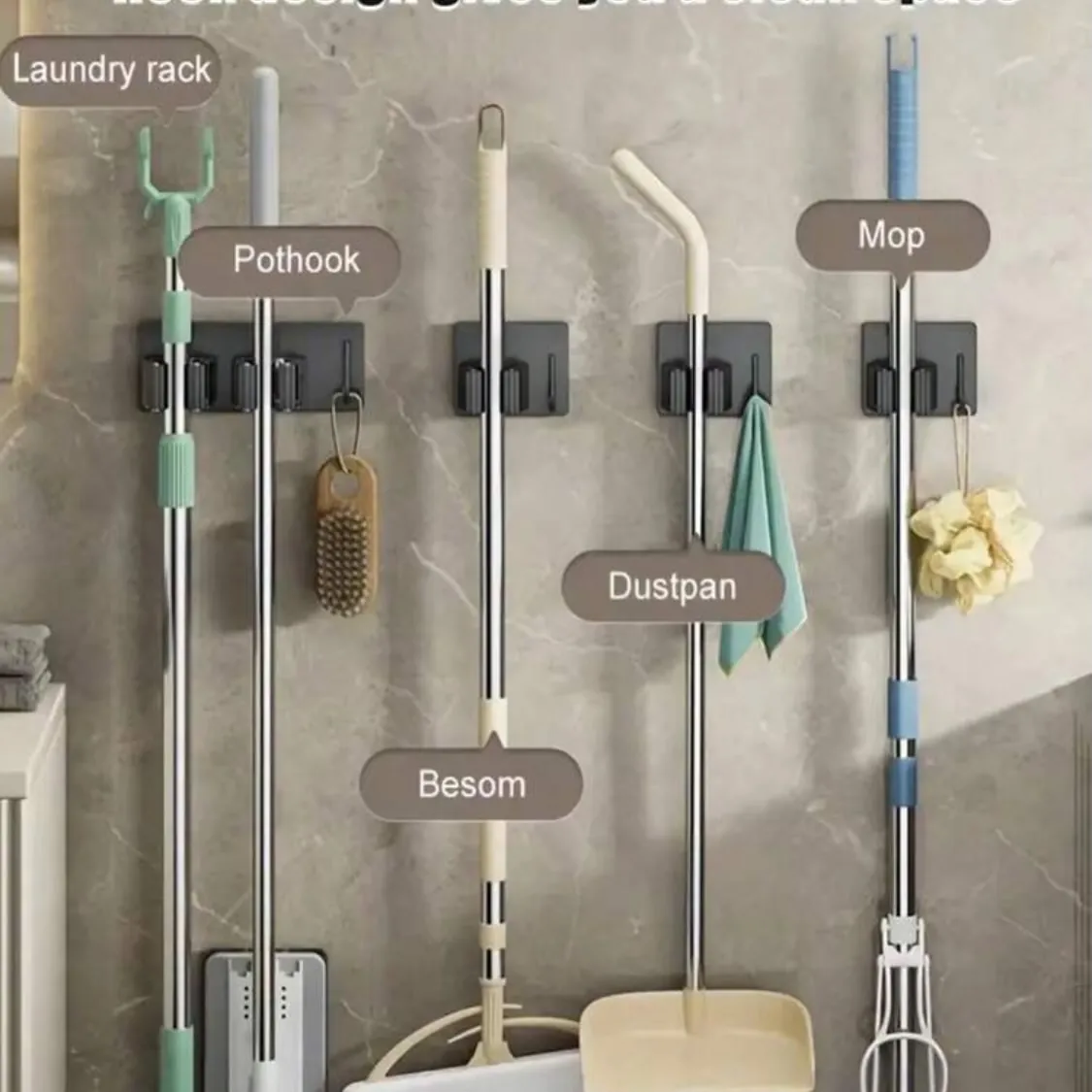 Mop and Broom Holder Organizer