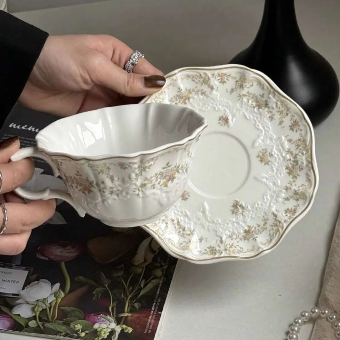 Floral Tea Cup and Saucer