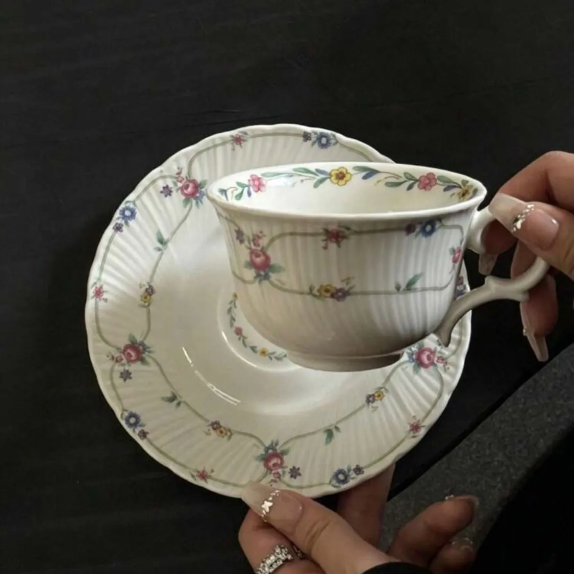 Floral Tea Cup and Saucer