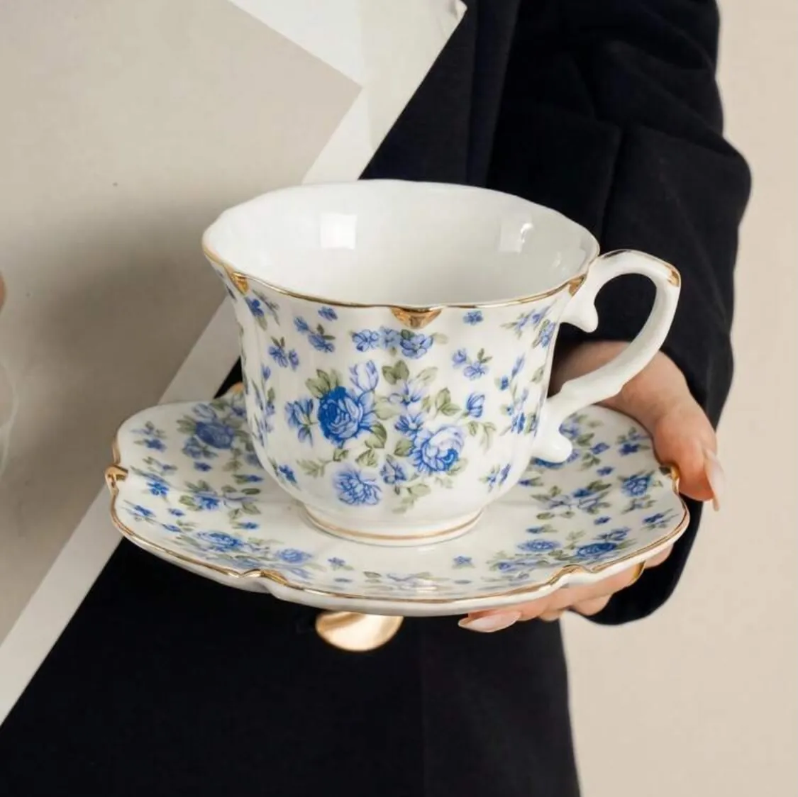 Floral Tea Cup and Saucer