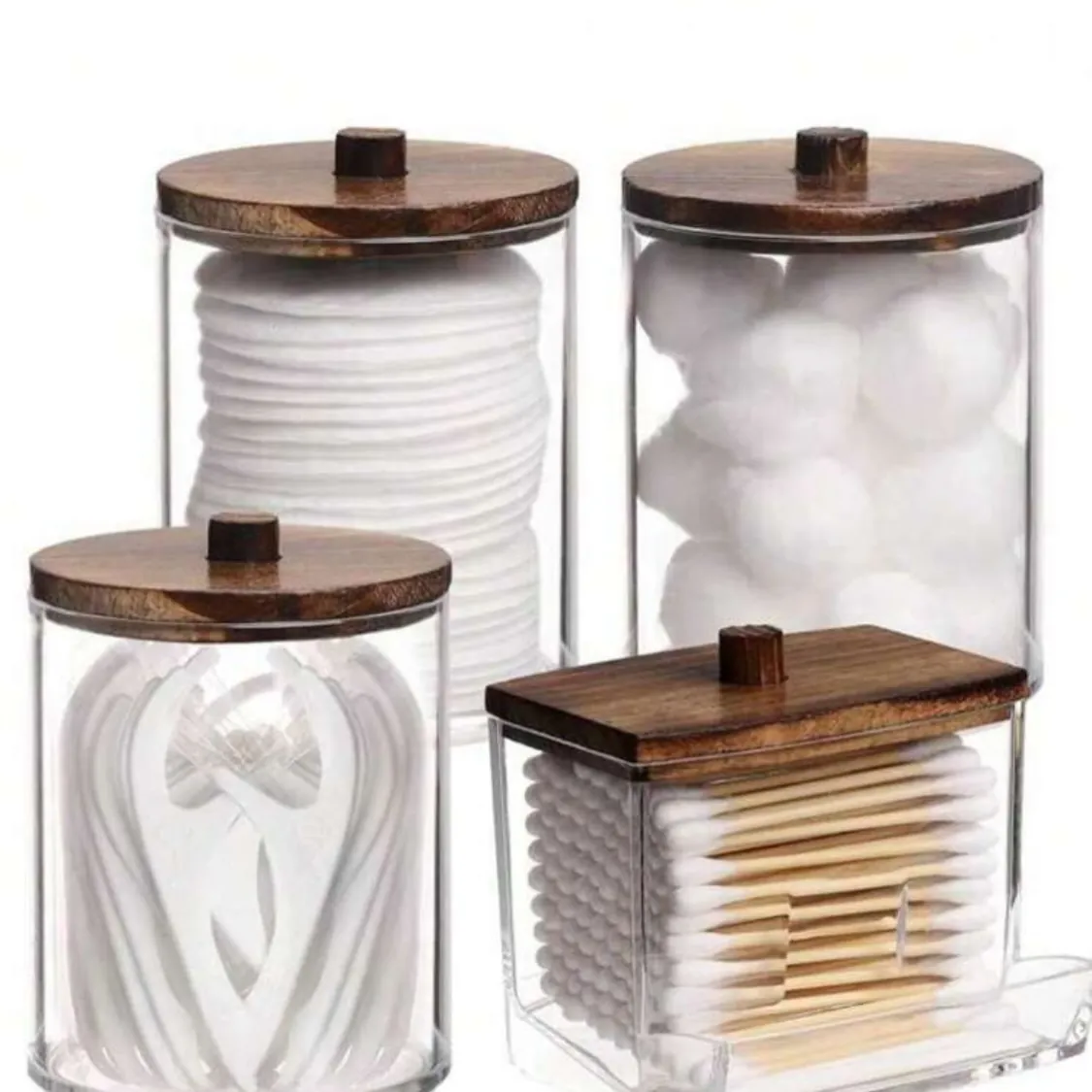 Glass Storage Jars with Wooden Tray