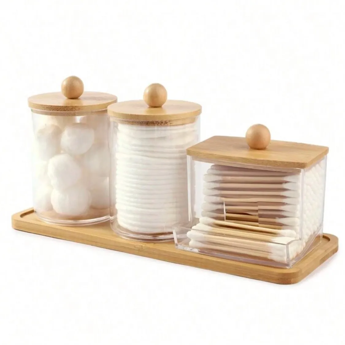 Glass Storage Jars with Wooden Tray