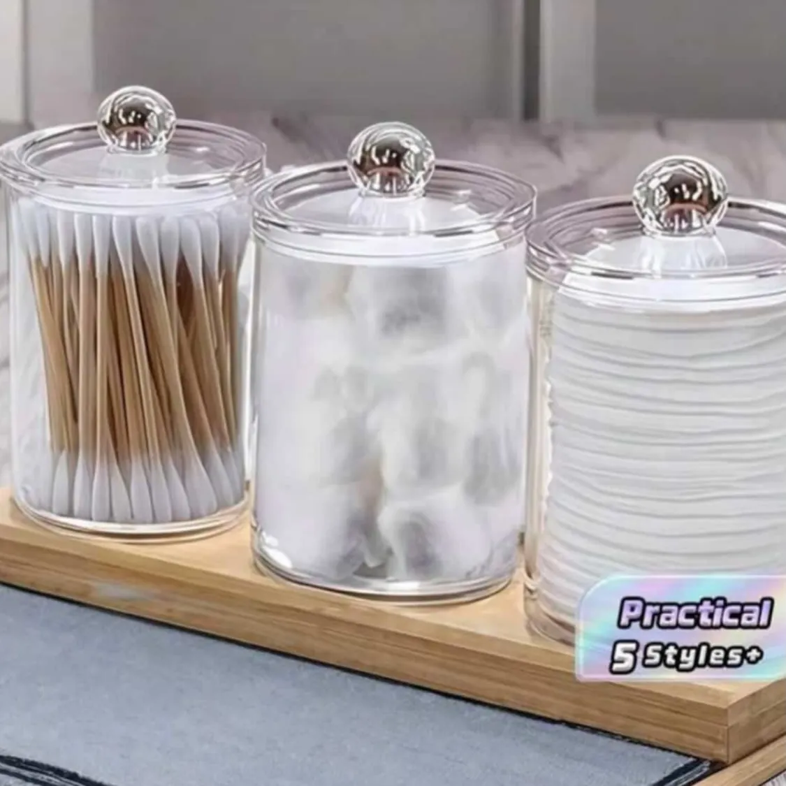 Glass Storage Jars with Wooden Tray