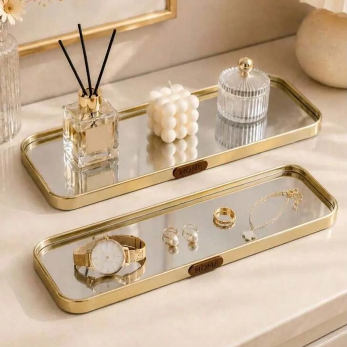 Mirrored Gold Tray