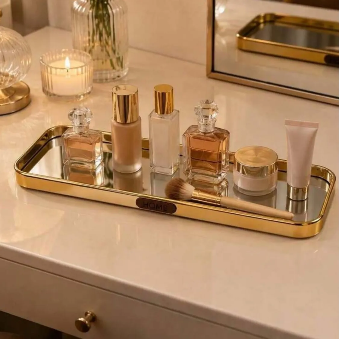 Mirrored Gold Tray