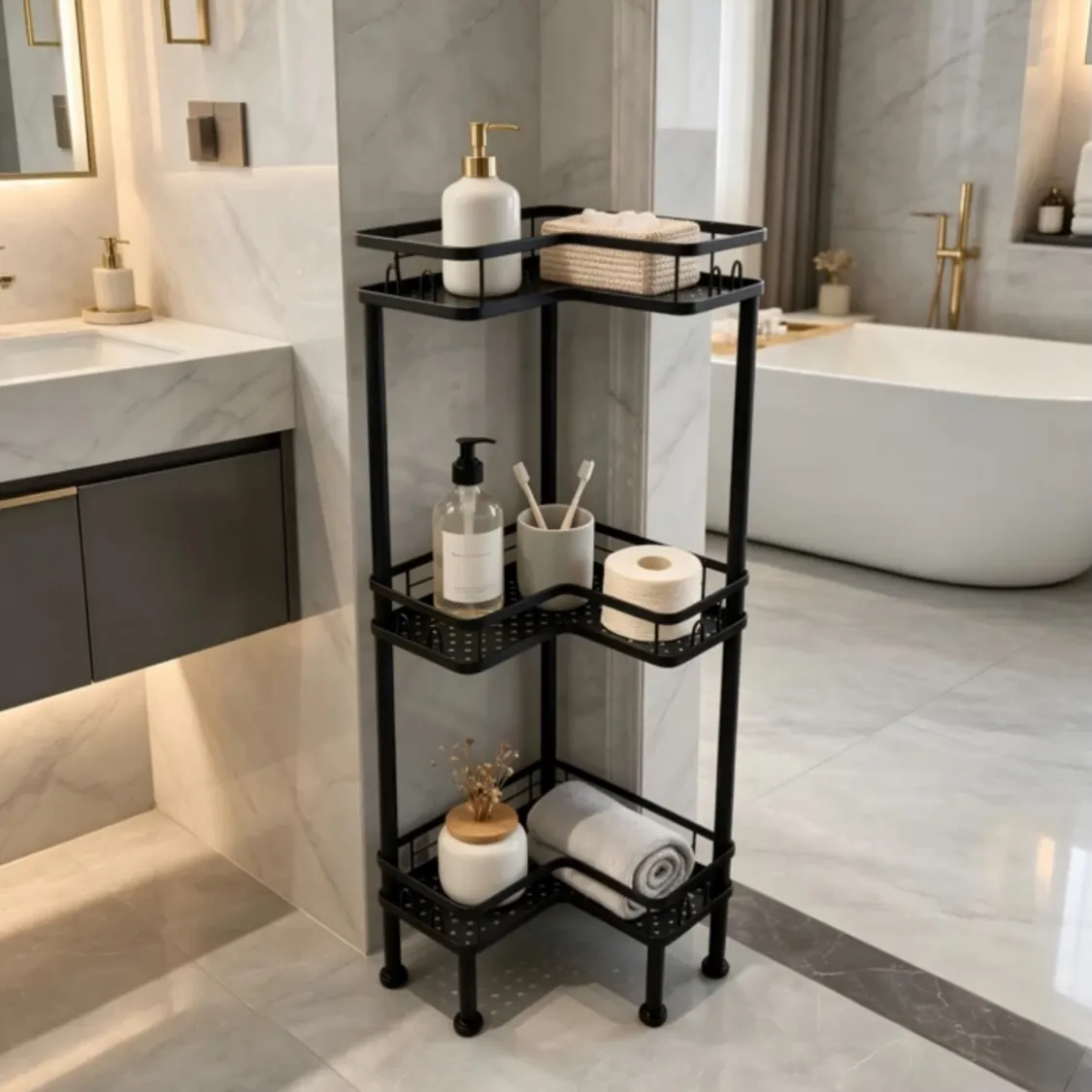 Corner Bathroom Storage Shelf