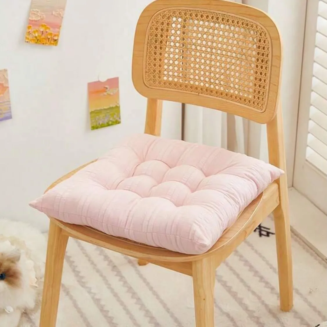 White Ruffled Chair Cushion