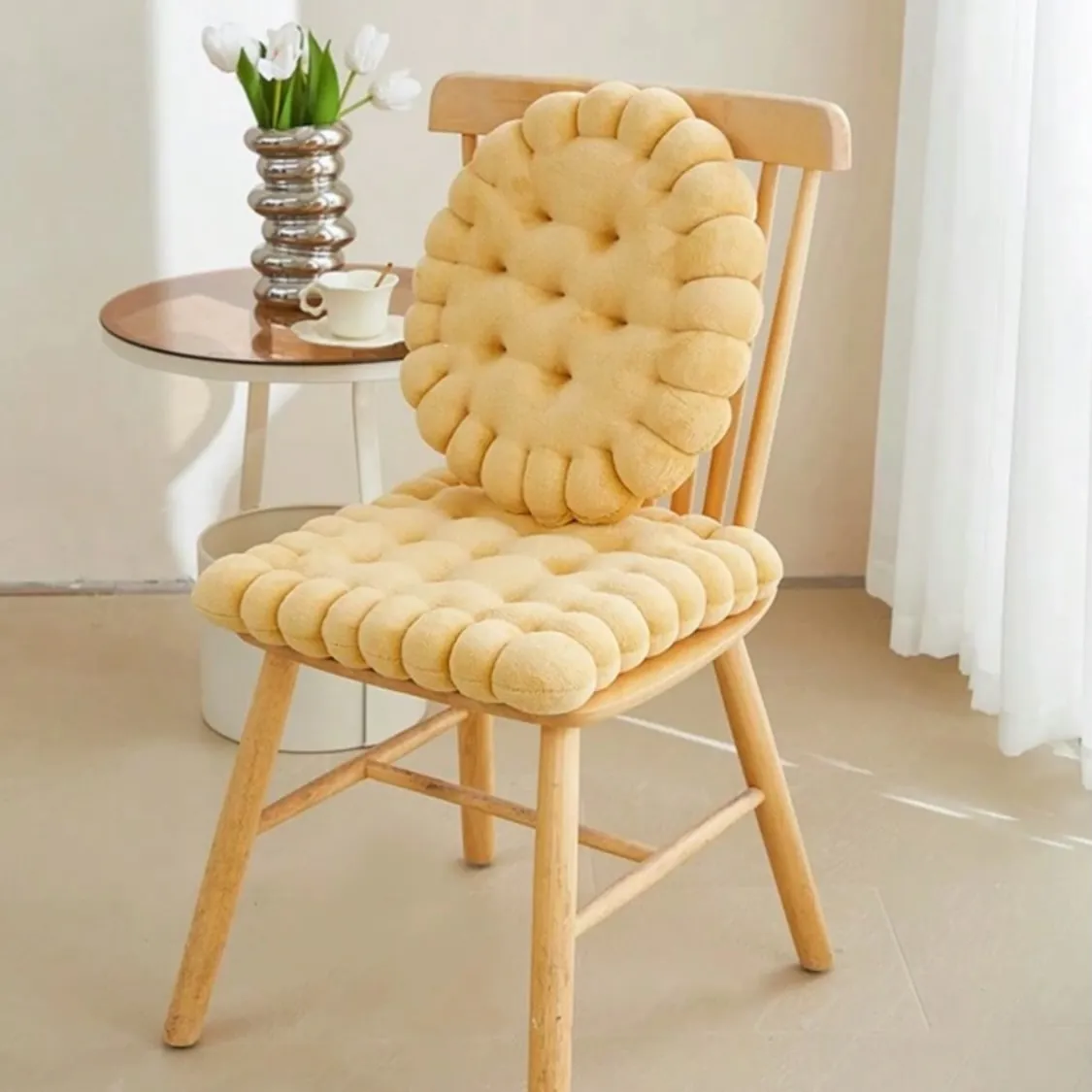 White Ruffled Chair Cushion