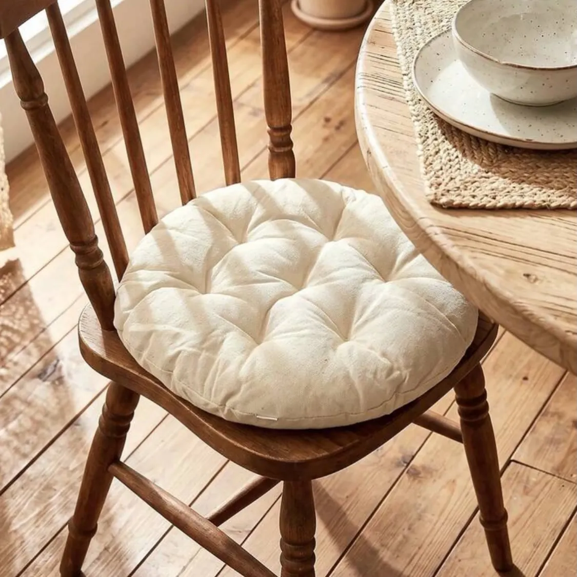 White Ruffled Chair Cushion