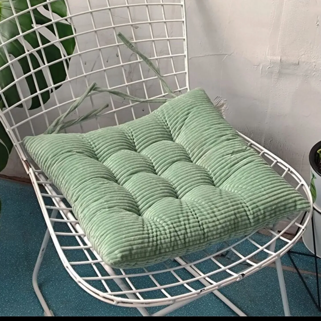 White Ruffled Chair Cushion