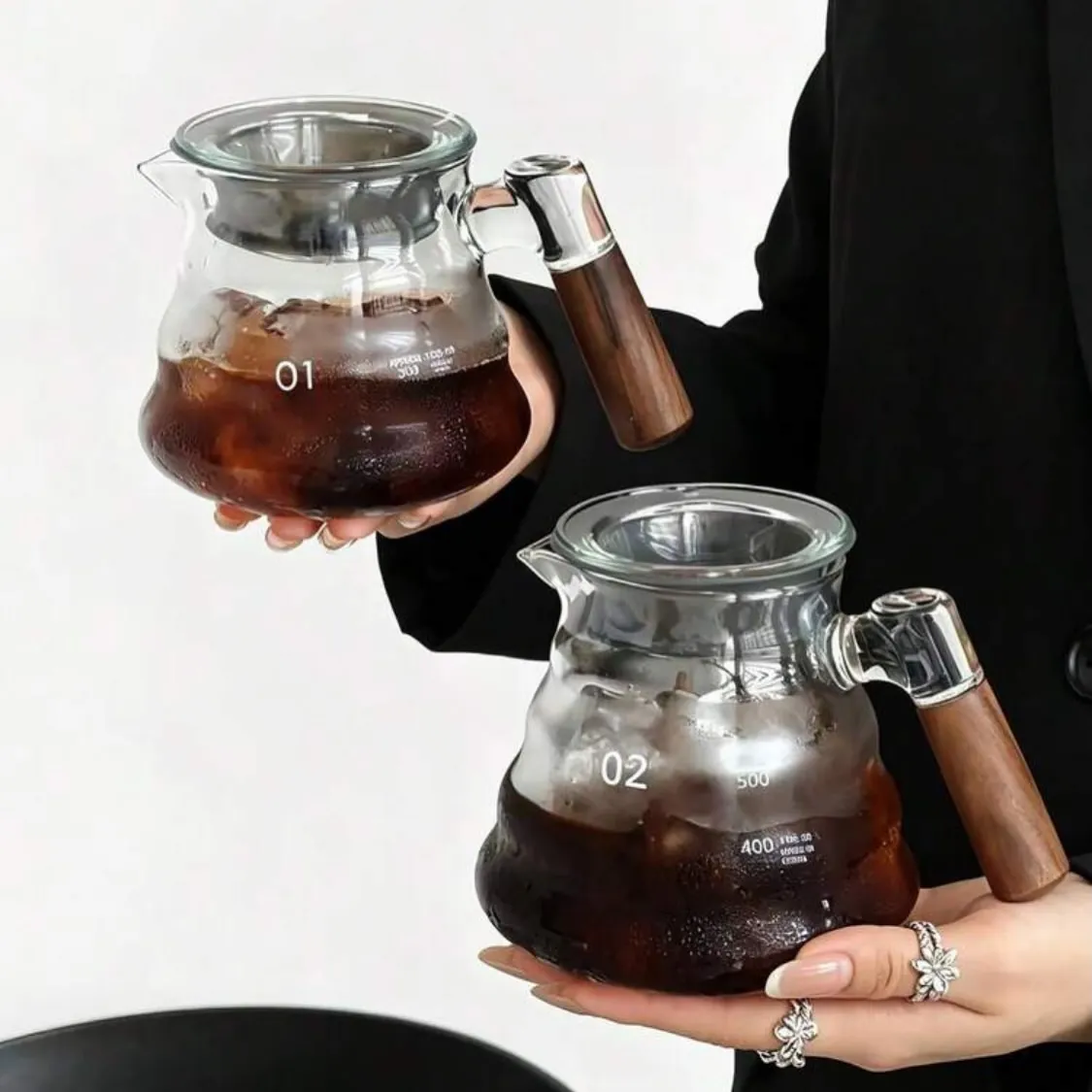 Glass Coffee Carafe with Wooden Handle