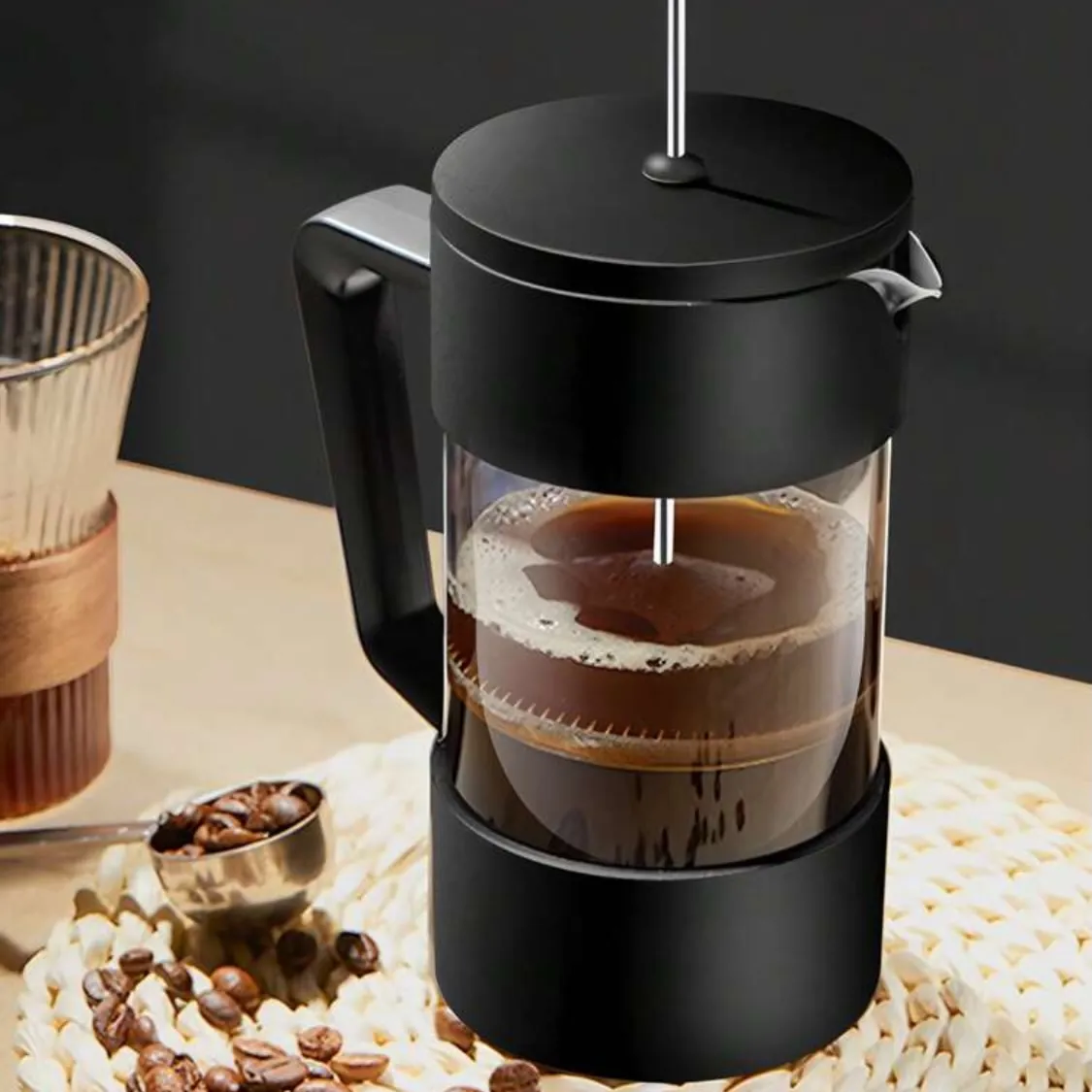 Glass Coffee Carafe with Wooden Handle