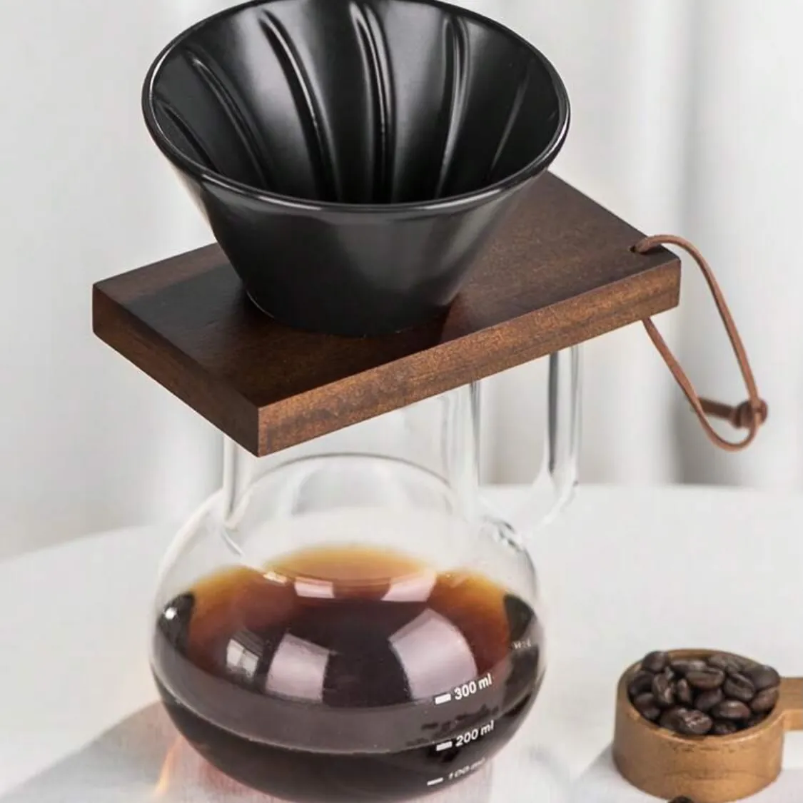 Glass Coffee Carafe with Wooden Handle