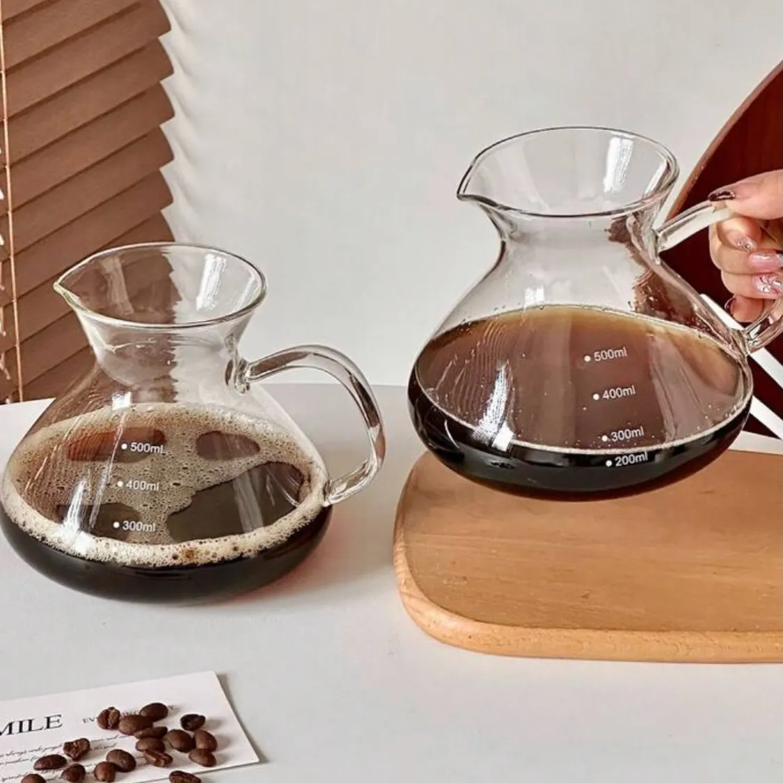 Glass Coffee Carafe with Wooden Handle
