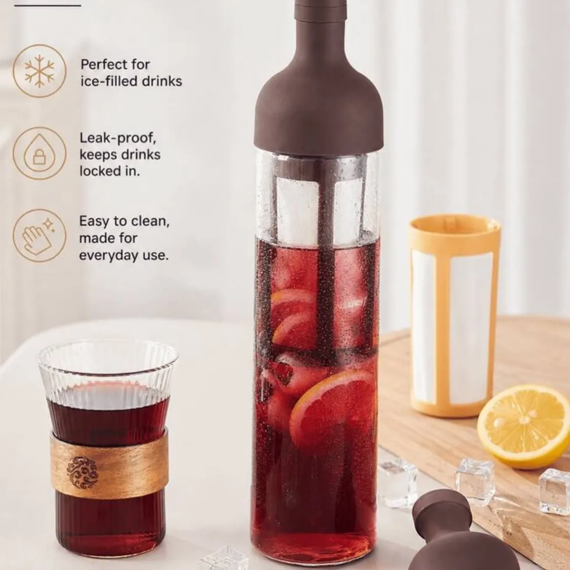 Glass Coffee Carafe with Wooden Handle