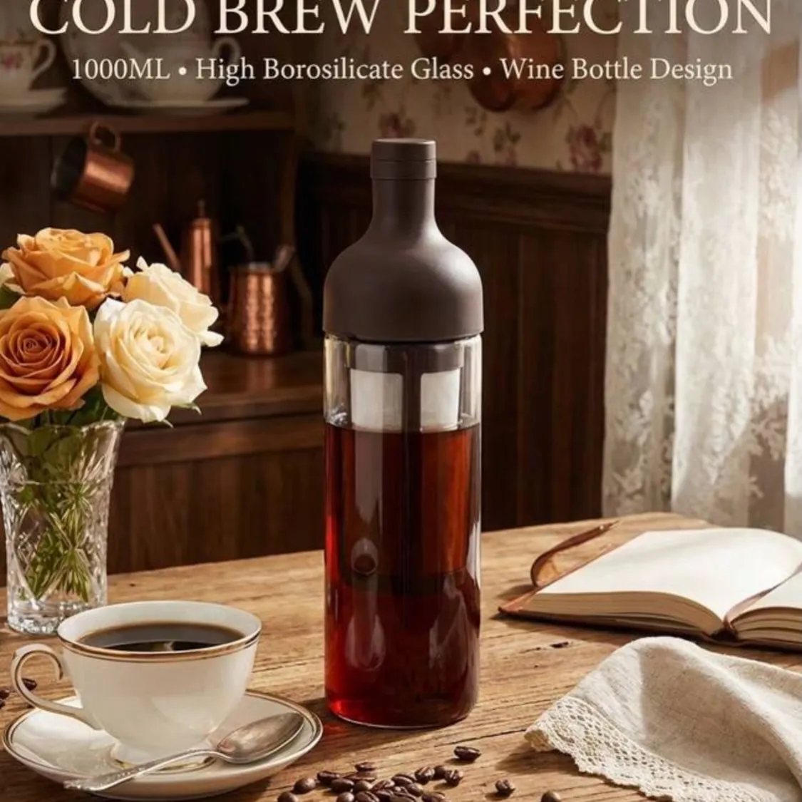 Glass Coffee Carafe with Wooden Handle