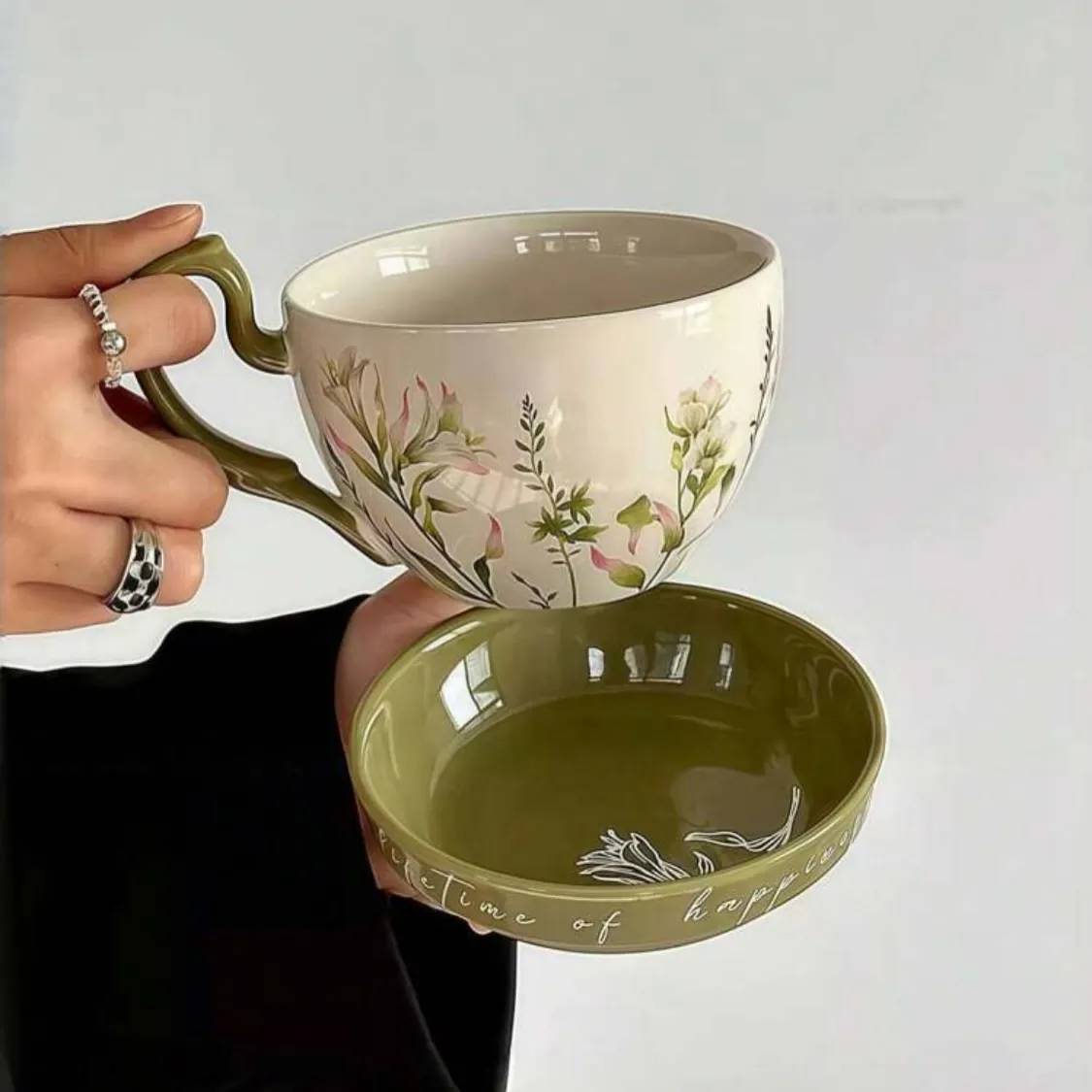 Floral Design Tea Cup and Saucer