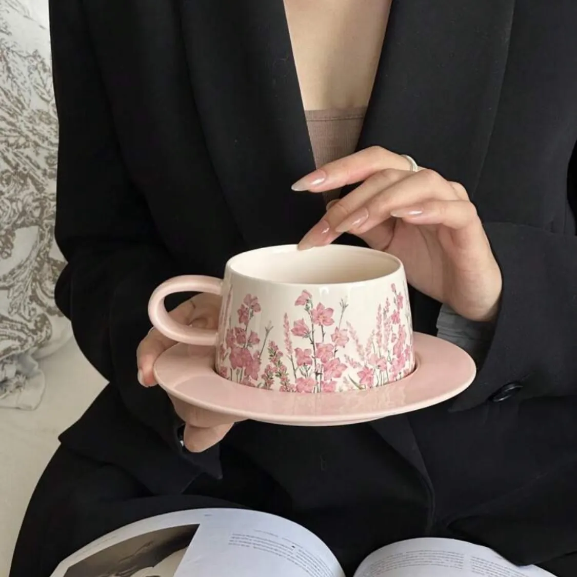 Floral Design Tea Cup and Saucer