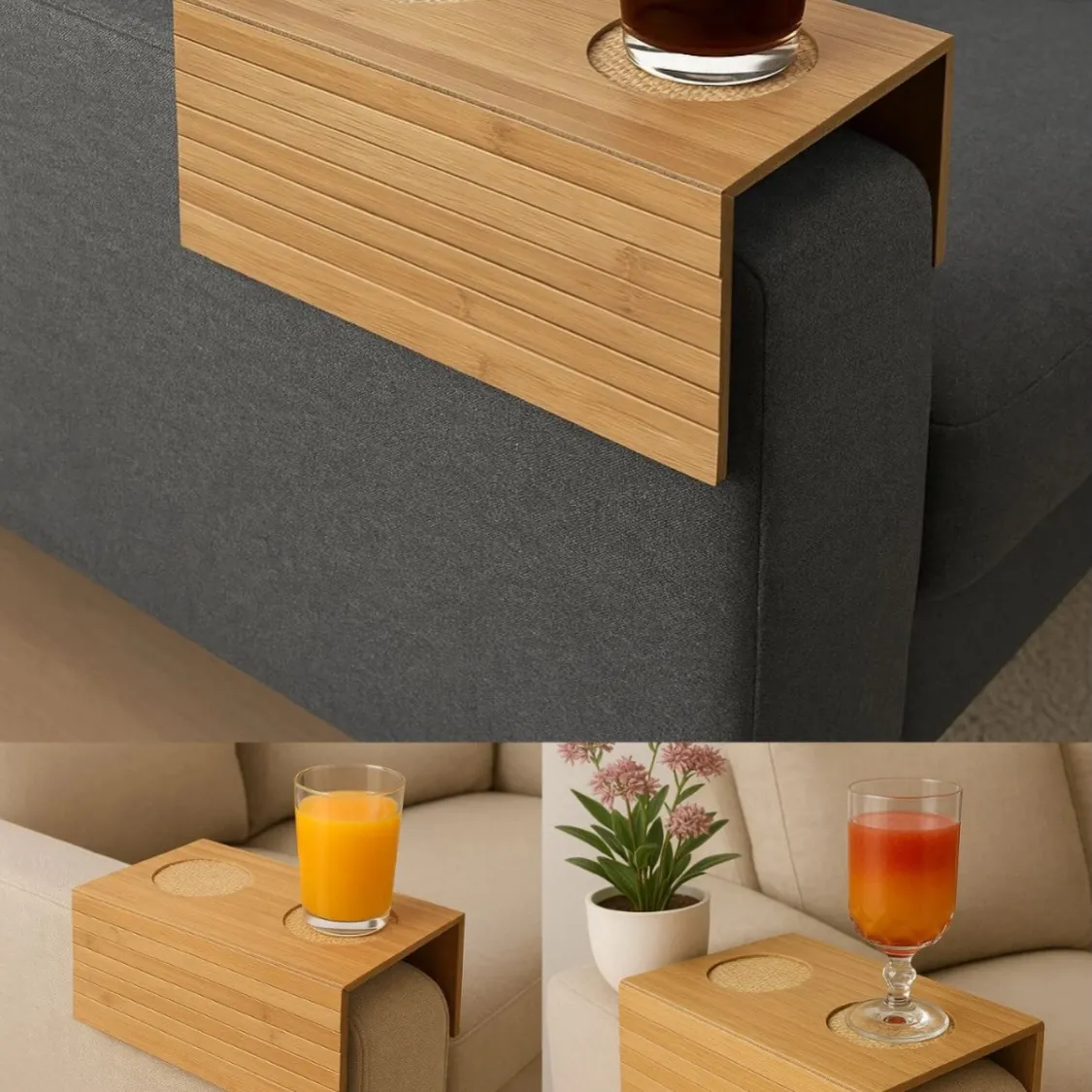 Wooden Sofa Armrest Tray