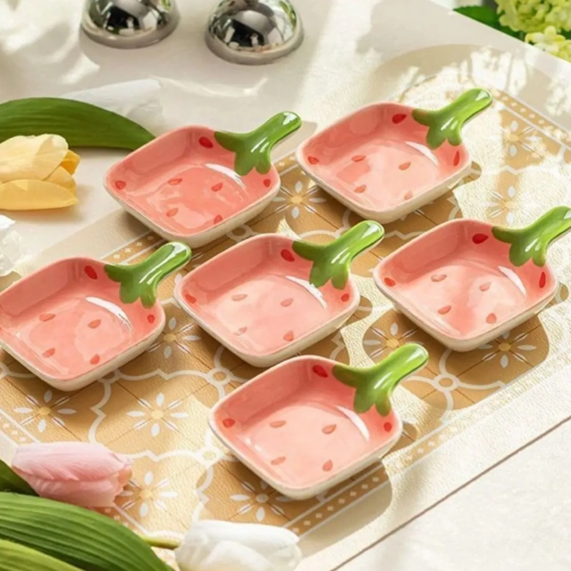 Ceramic Mini Bowls with Bread and Pretzel Handles