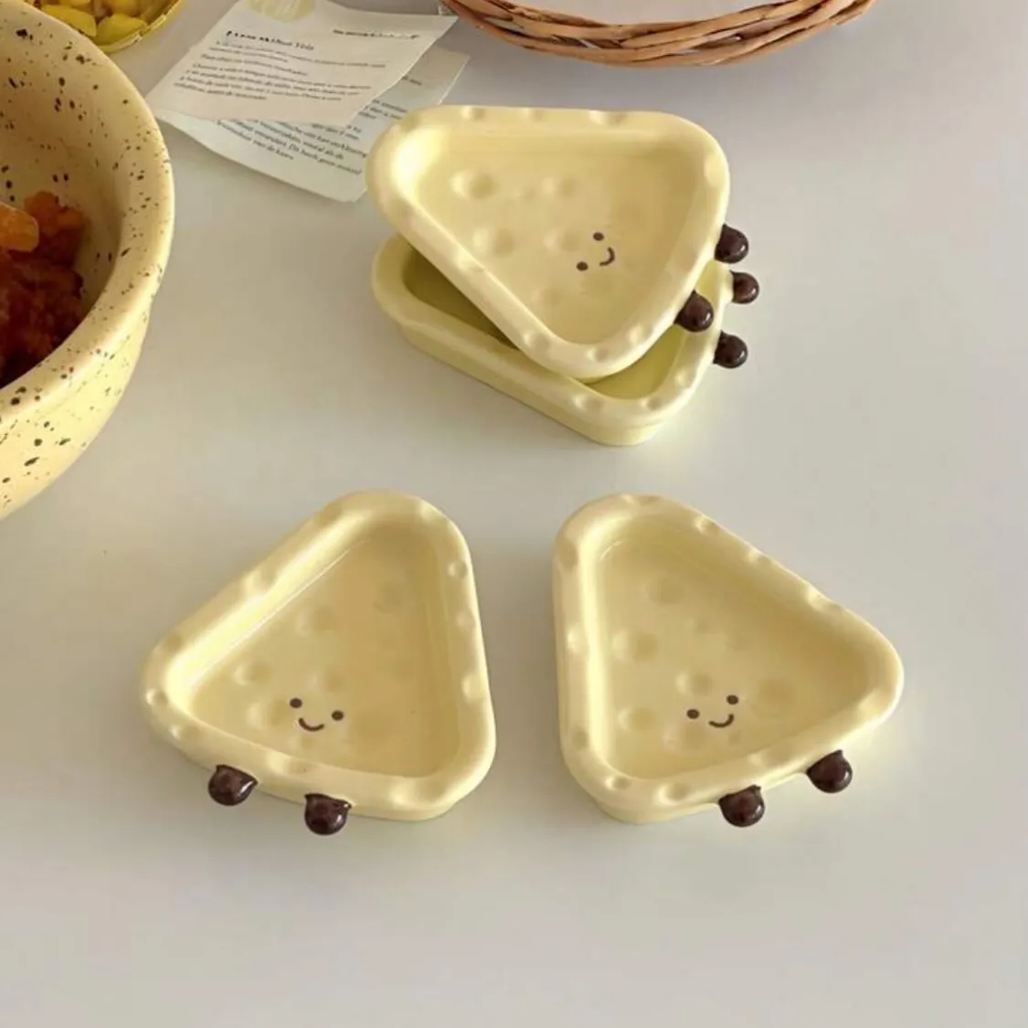 Ceramic Mini Bowls with Bread and Pretzel Handles