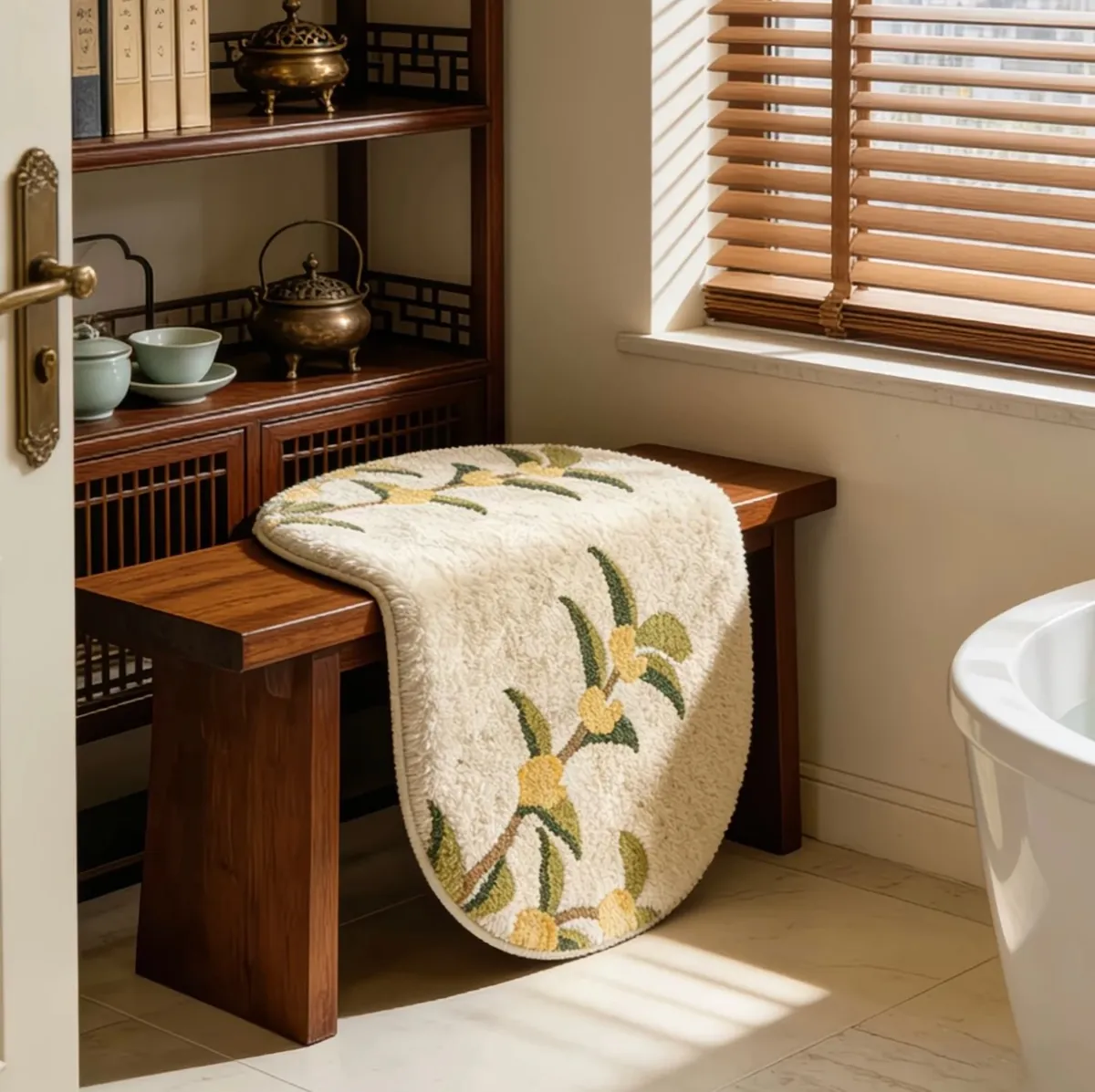 Floral Oval Bath Mat