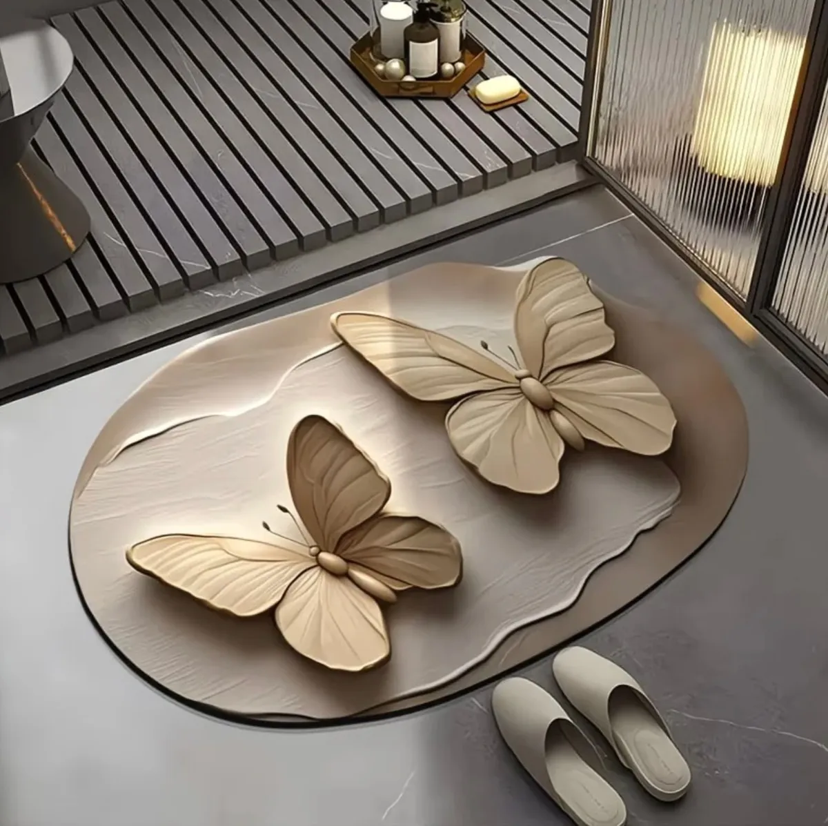 Floral Oval Bath Mat