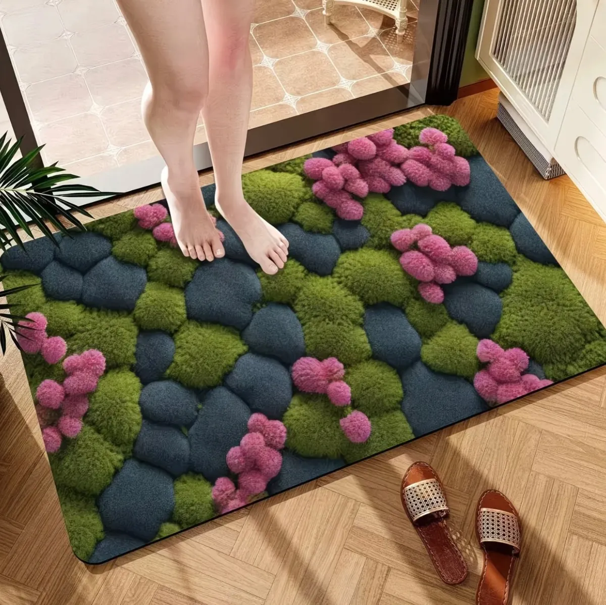 Floral Oval Bath Mat