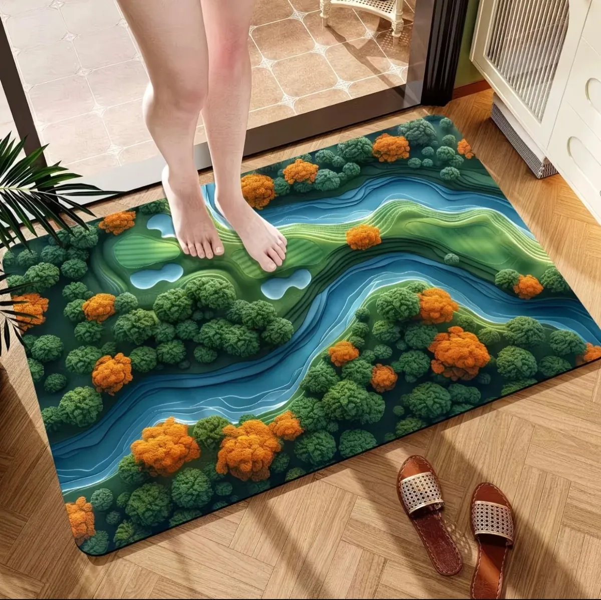 Floral Oval Bath Mat