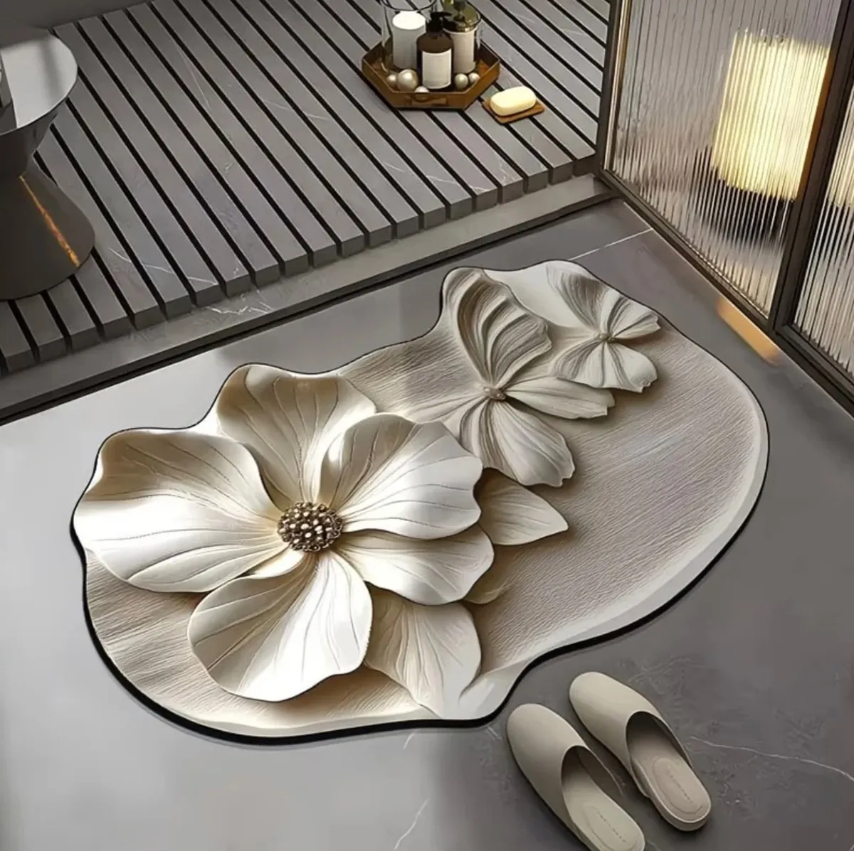 Floral Oval Bath Mat