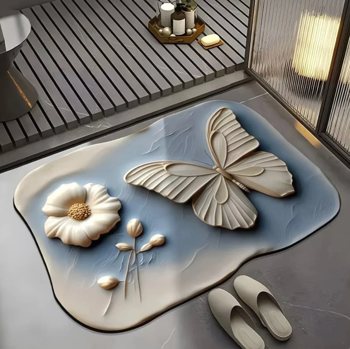 Floral Oval Bath Mat