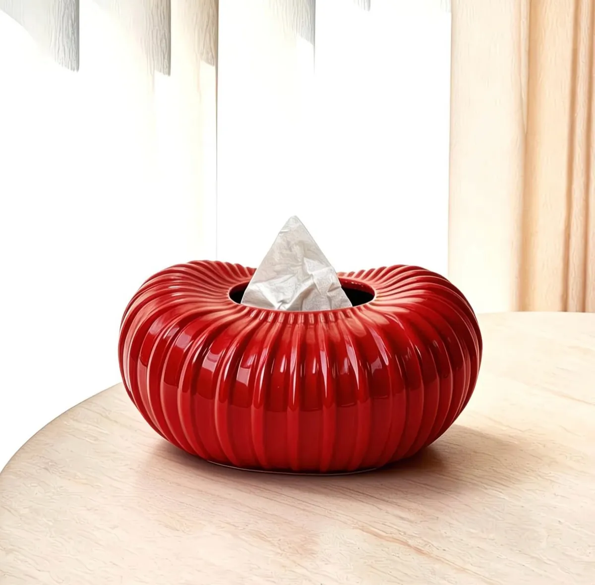 Red Ceramic Tissue Box Holder