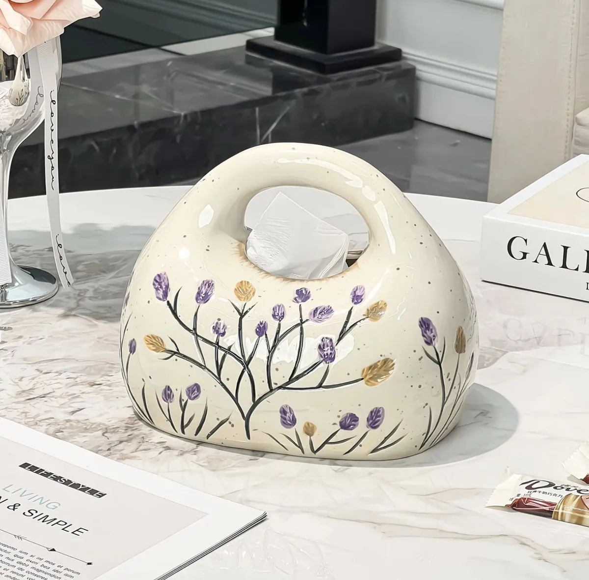Red Ceramic Tissue Box Holder