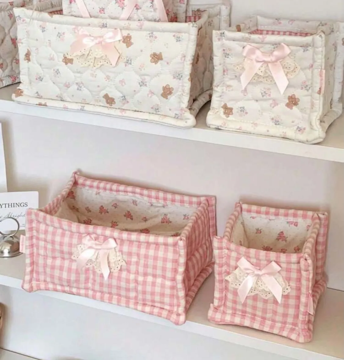 Gingham Pattern Fabric Storage Basket