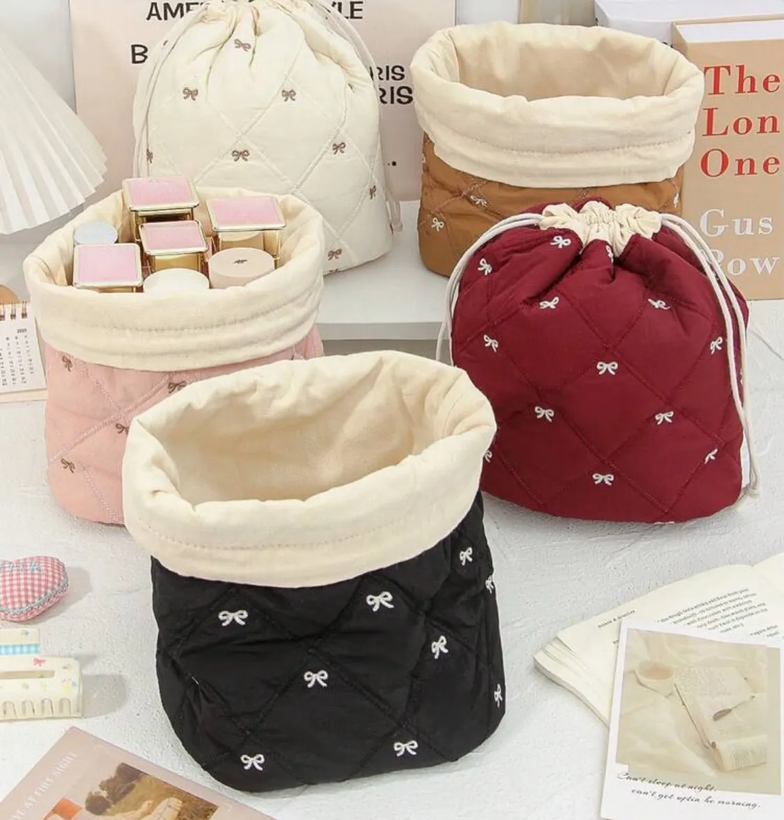 Gingham Pattern Fabric Storage Basket