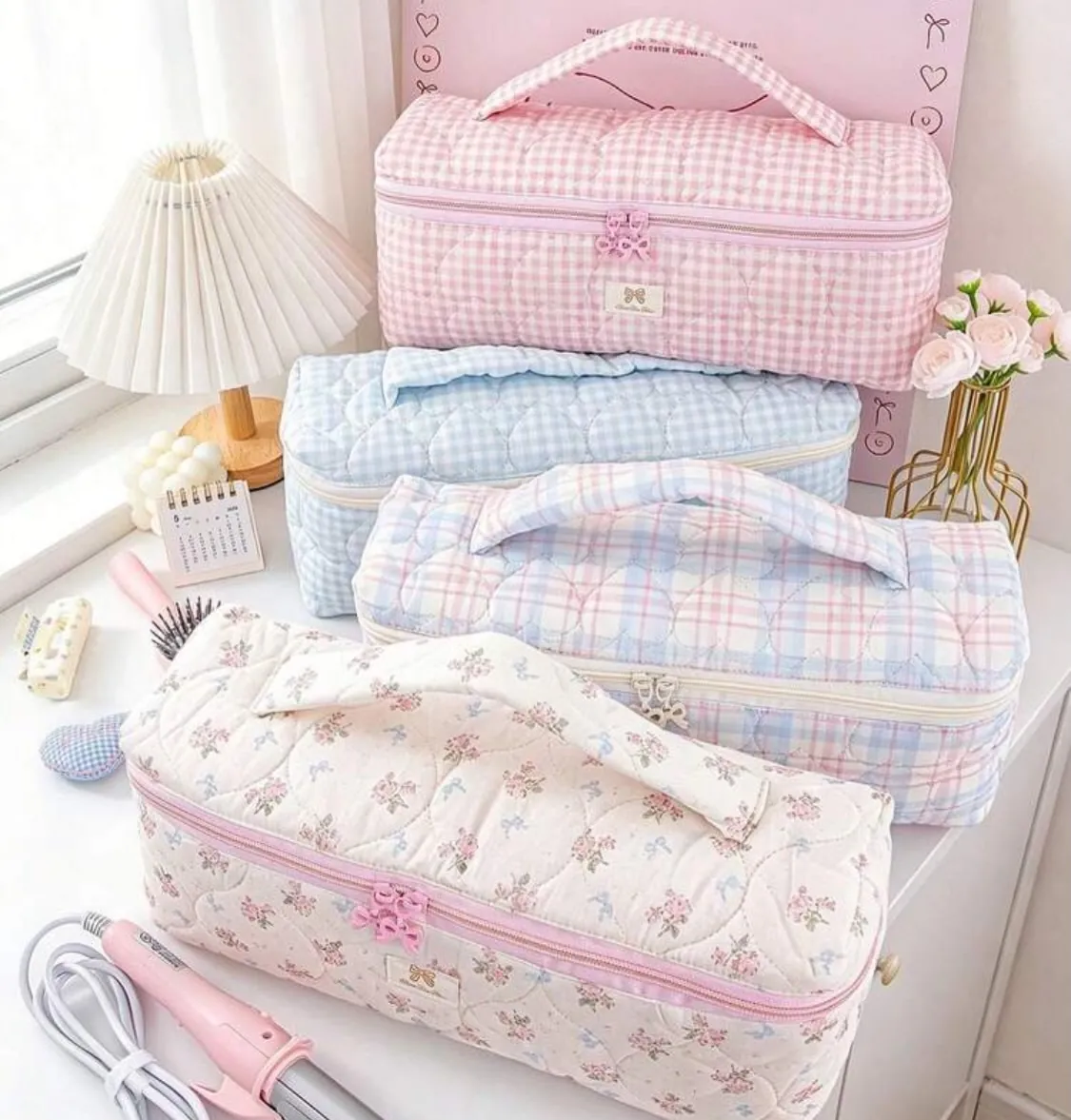 Gingham Pattern Fabric Storage Basket