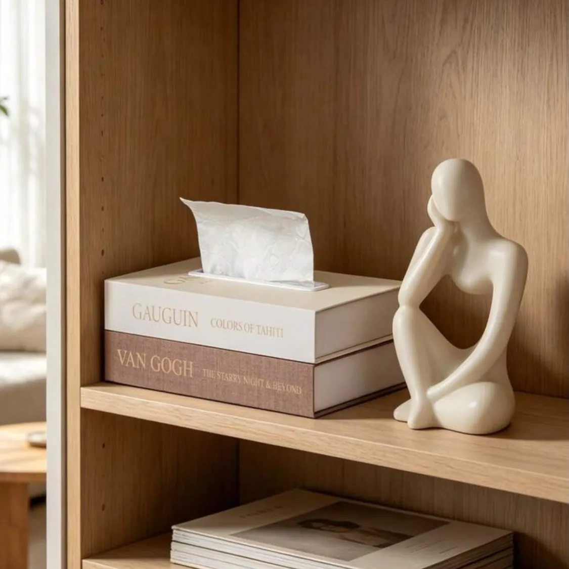 Book-style Tissue Box and Decorative Figurine