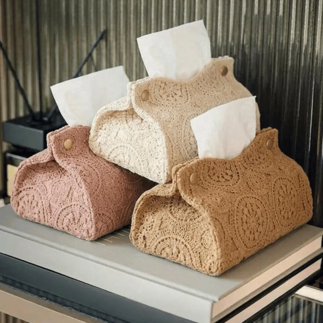 Book-style Tissue Box and Decorative Figurine