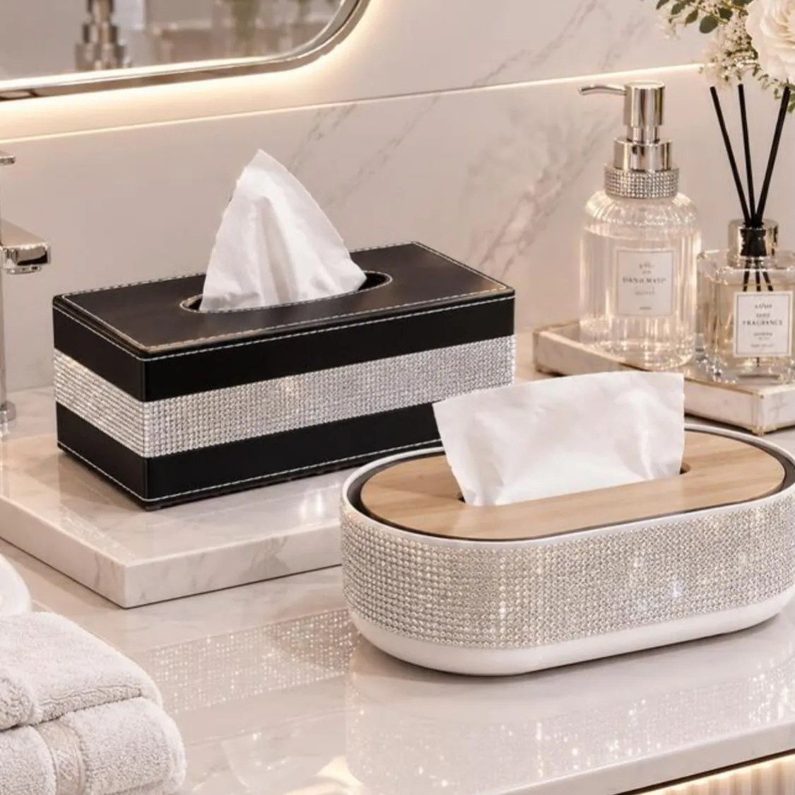 Decorative Tissue Box and Figurine Set