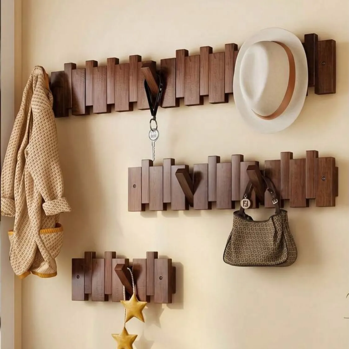 Wooden Wall-Mounted Organizer Rack